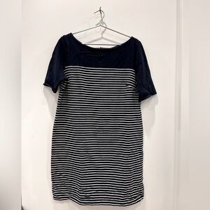 Navy Striped GAP Woman Midi Short Sleeve Sweater Dress Dress - size L